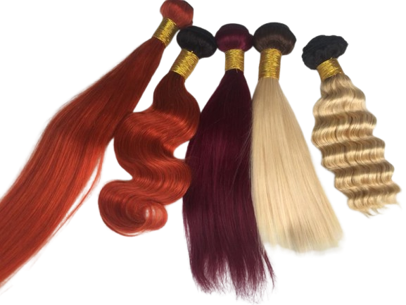 Premium 100% Human Hair Color Collection: Red, Blonde & Burgundy Bundles